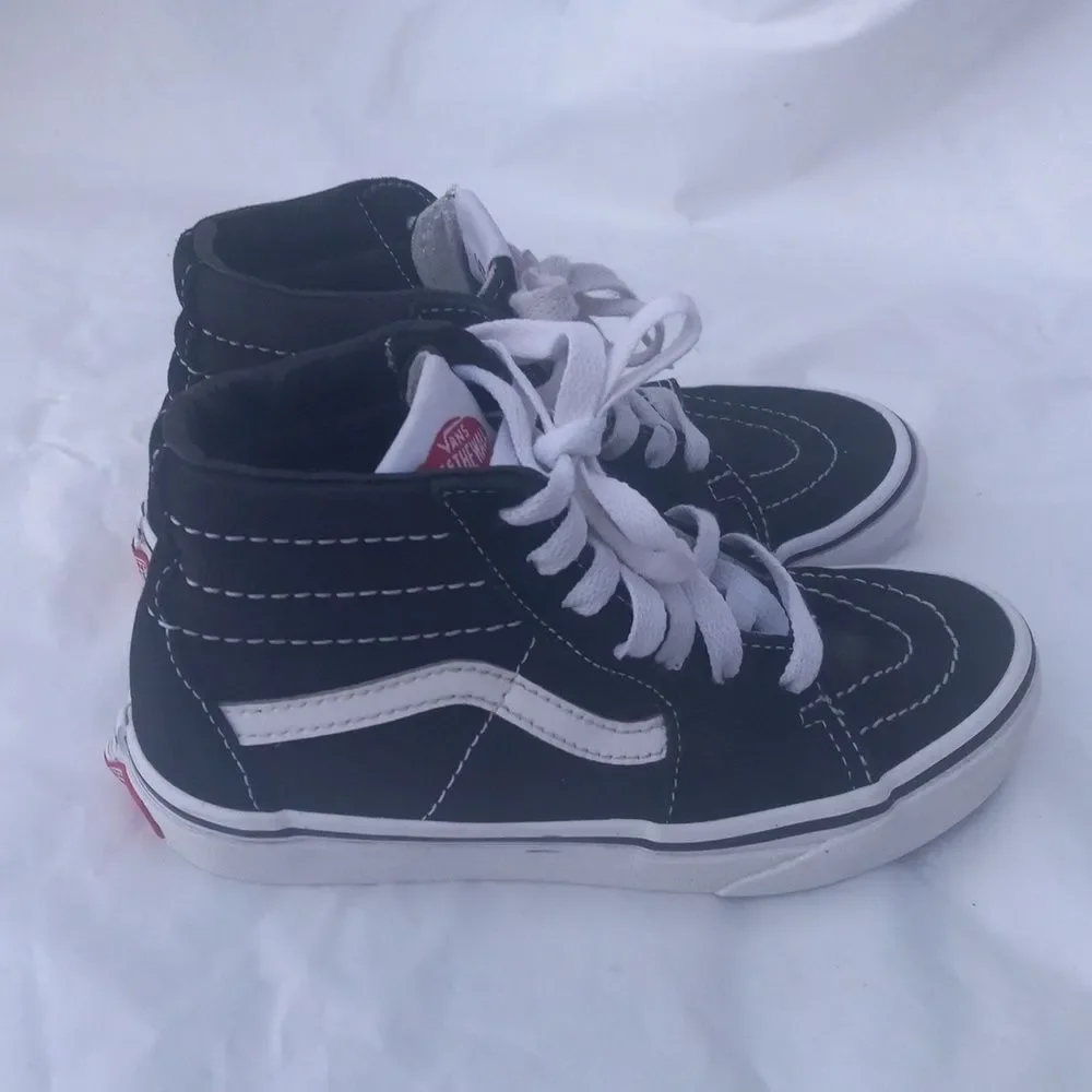 Vans SK8-HI Shoes Black & White Kids Size 1
